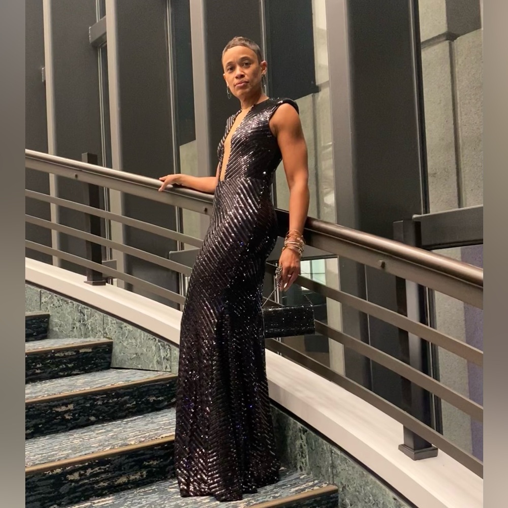 Elegant Black Sequin Gown